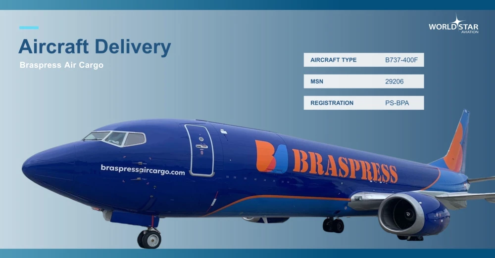 WSA delivers second Boeing 737-400F to Braspress Air Cargo