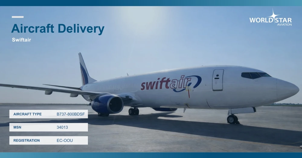 WSA Delivers Boeing 737-800BDSF Aircraft to Swiftair