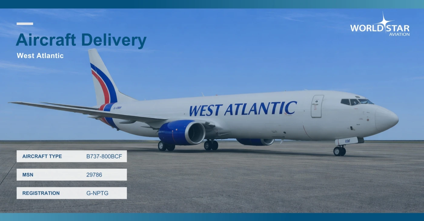 WSA Delivers second of two additional B737-800BCF Aircraft to West Atlantic